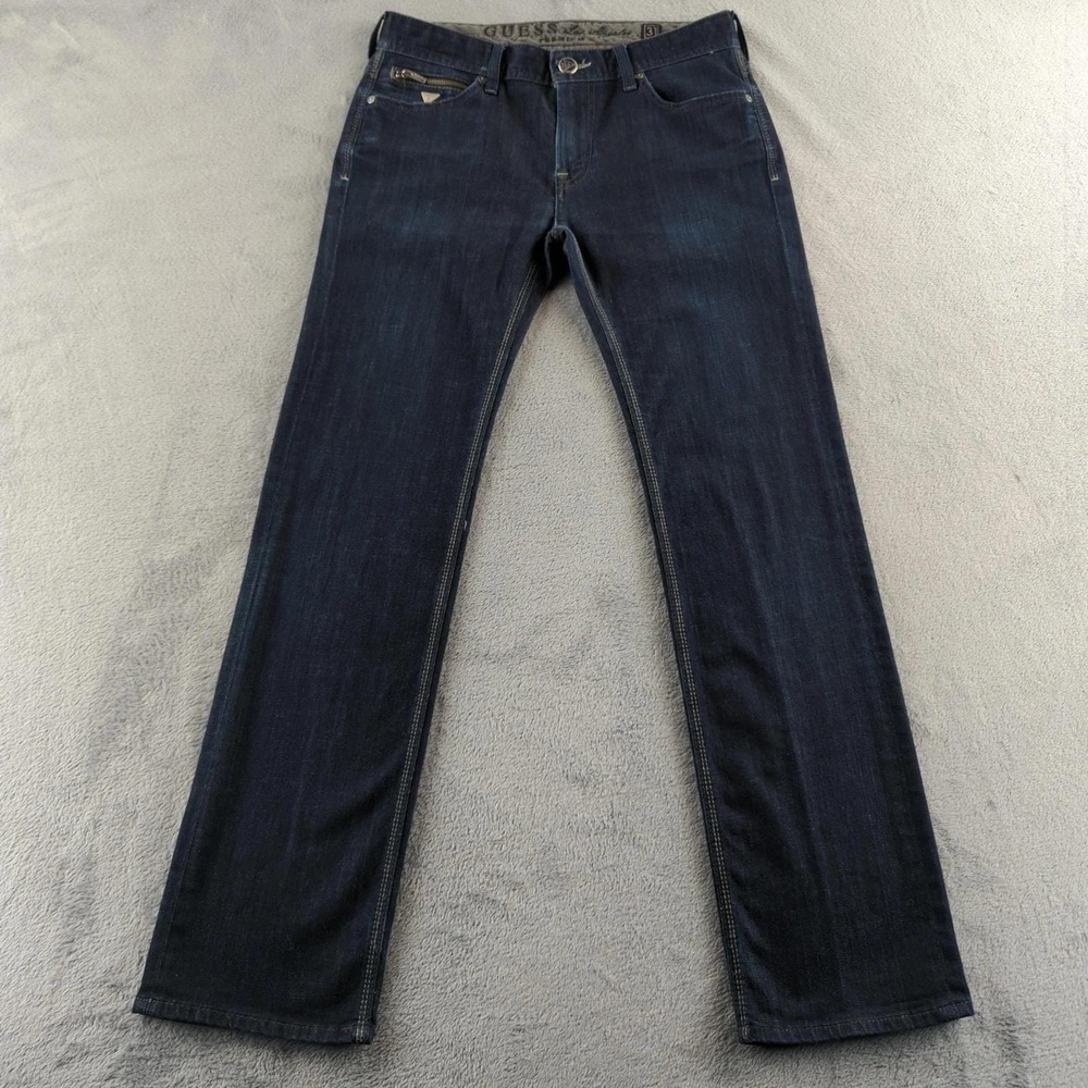 Vintage GUESS Premium Jeans Mens‎ 31 Blue Lincoln Straight Stretch Y2K 90s RARE